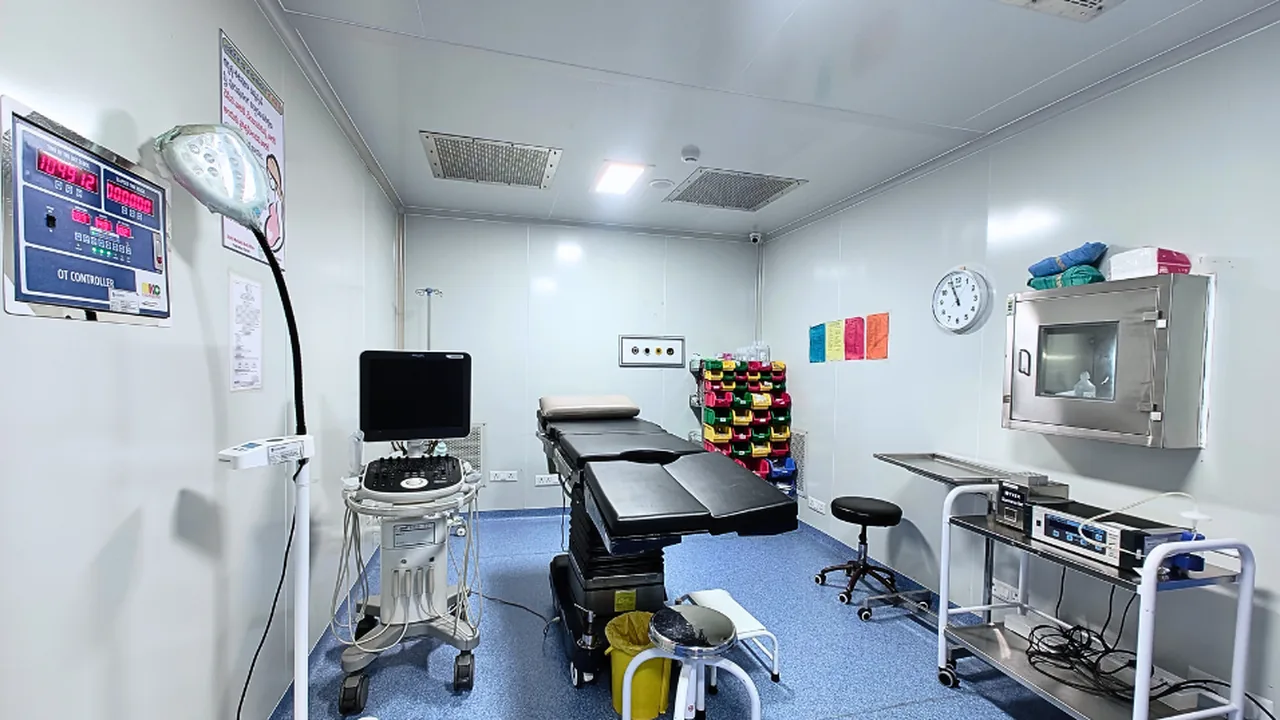 Operating theatre for egg collection and embryo transfer at Sree Nandaka IVF Centre, Kompally